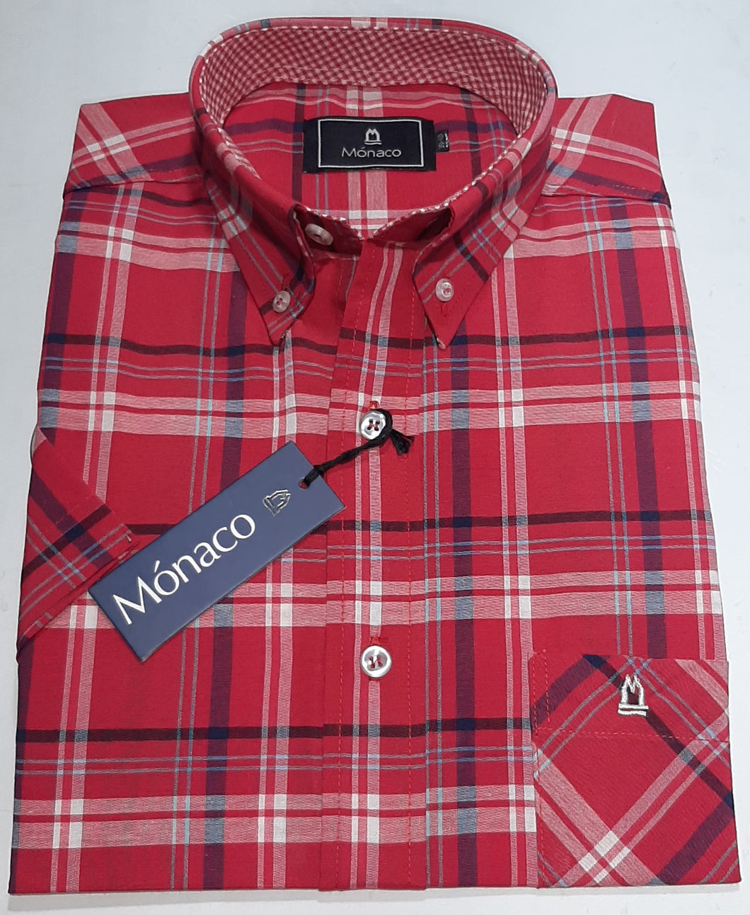 Camisa Monaco Manga Corta Cuadros